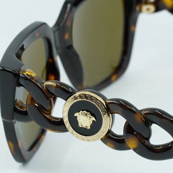 Versace VE4409 108/73 Sunglasses Dark Havana Square Frame, Brown Lenses - Picture 4 of 11